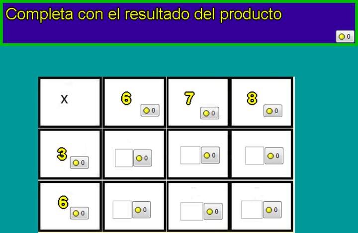 Tablas de multiplicar de 3, 6, 7 y 8