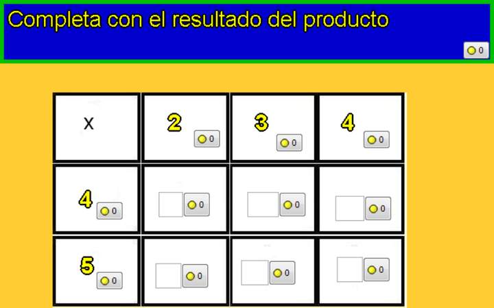 Tablas de multiplicar de 2, 3, 4 y 5