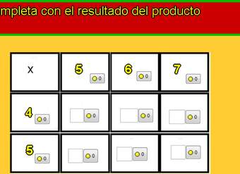 Tablas de multiplicar de 4, 5, 6 y 7