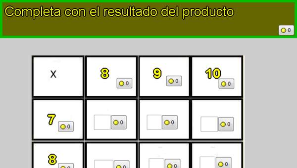 Tablas de multiplicar de 7, 8, 9 y 10