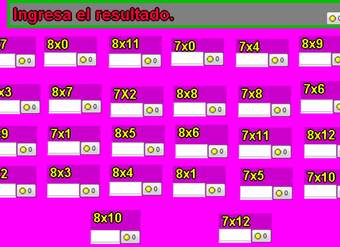 Tablas de multiplicar del 7 y 8