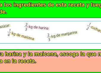 Ingredientes en una receta