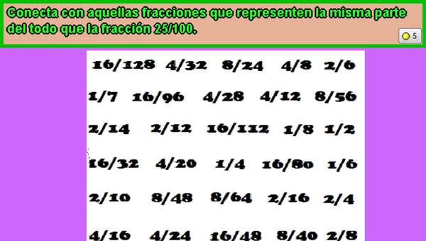 Fracciones iguales a 25/100