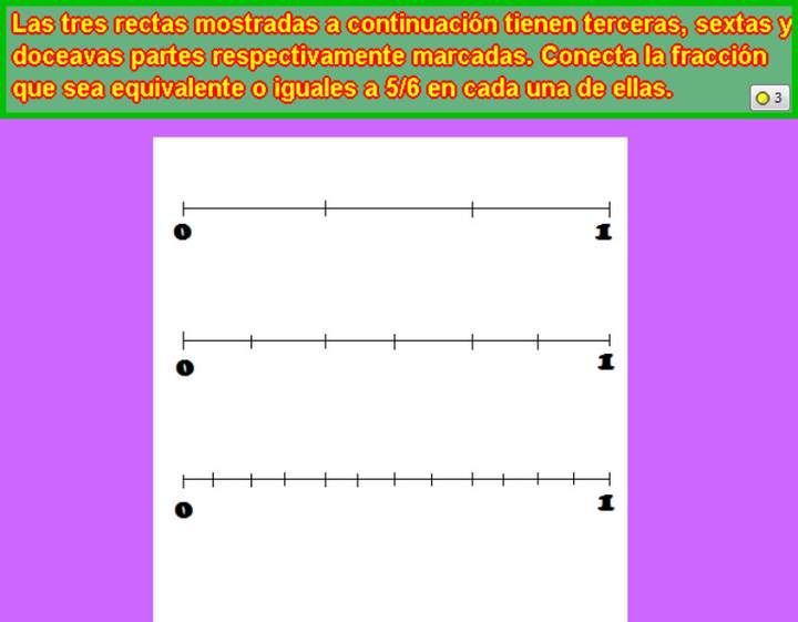 Fracciones equivalentes a 5/6 en la recta numérica