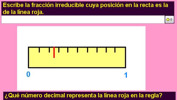 Fracciones y decimales en la recta numérica (V)