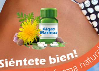 Afiche publicitario pastillas de Algas Marinas