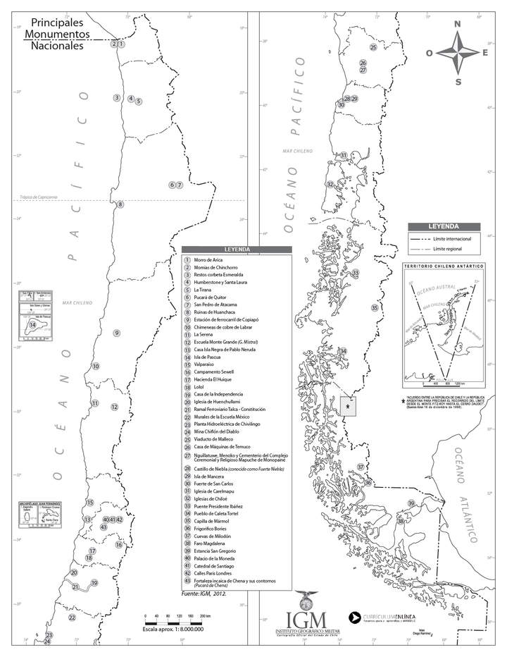 Mapa monumentos nacionales