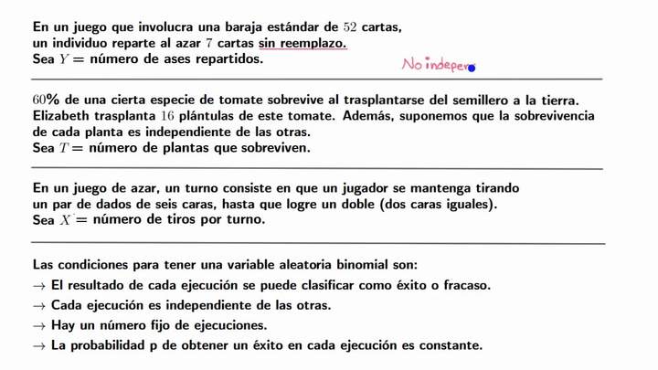 Reconocer variables binomiales | Khan Academy en Español