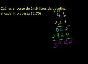 Multiplicación de decimales. Ejemplo 2