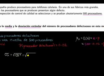 Encontrar la media y la desviación estándar de una variable aleatoria binomial