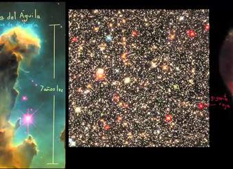 Imágenes de campo de estrellas y nebulosa