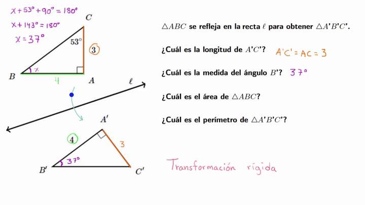 Encontrar medidas al usar transformaciones rígidas | Khan Academy en Español