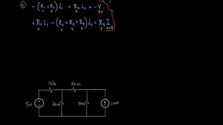 Método de corrientes de malla (paso 4 y solución) | Khan Academy en Español