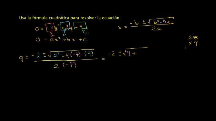 Ejemplo 1: usando la fórmula cuadrática