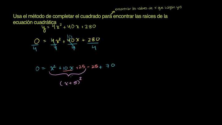 Ejemplo 2 completando el cuadrado