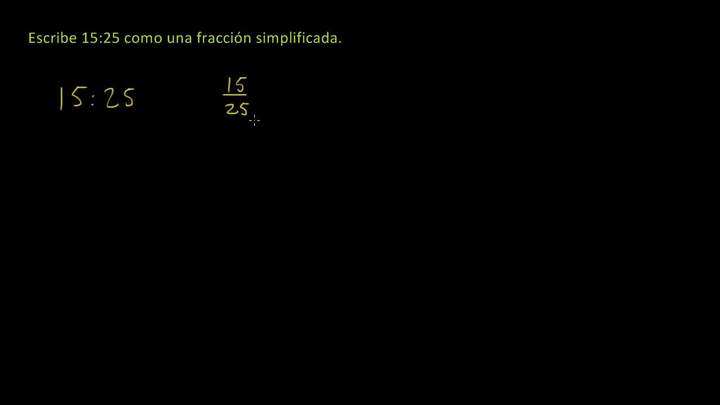 Razones como fracciones en forma simplificada