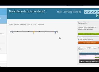 Decimales positivos y negativos en recta numérica