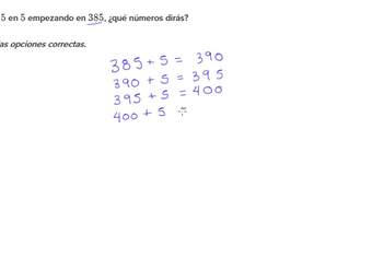 Contar saltando de 5 en 5. Ejemplo Contar saltando de 5 en 5. Ejemplo