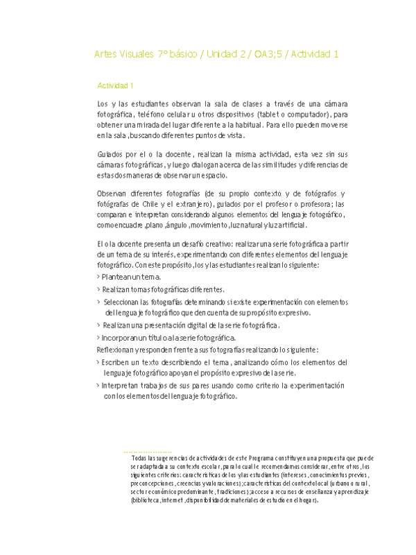 Artes Visuales 7° básico-Unidad 2-OA3;5-Actividad 1