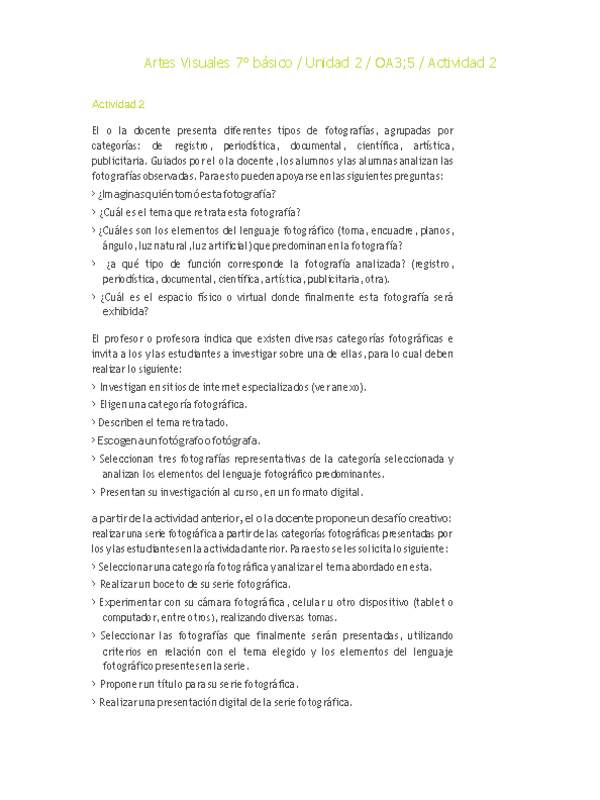 Artes Visuales 7° básico-Unidad 2-OA3;5-Actividad 2