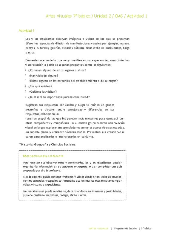 Artes Visuales 7° básico-Unidad 2-OA6-Actividad 1