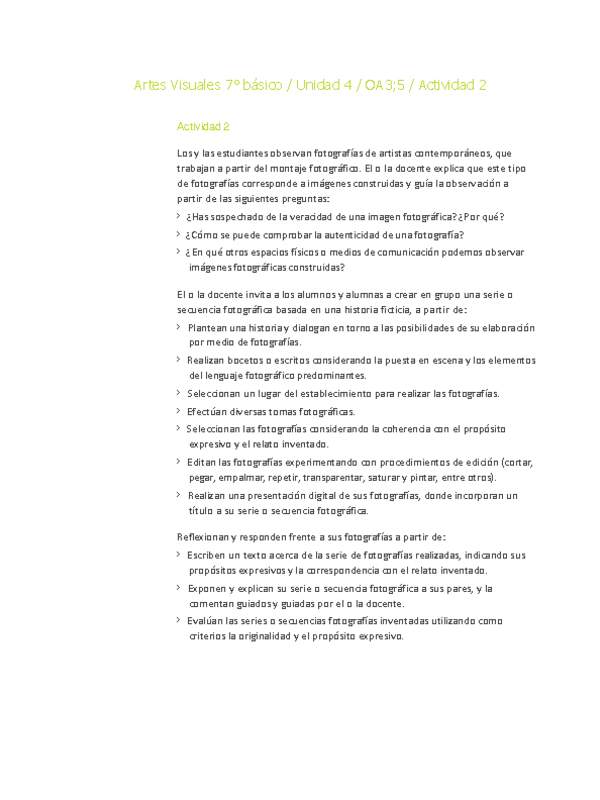Artes Visuales 7° básico-Unidad 4-OA3;5-Actividad 2