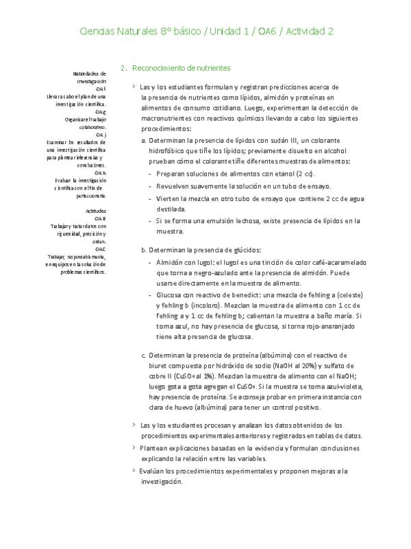 Ciencias Naturales 8° básico-Unidad 1-OA6-Actividad 2