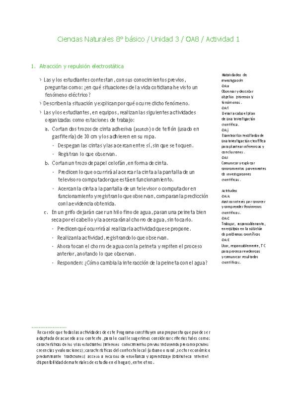 Ciencias Naturales 8° básico-Unidad 3-OA8-Actividad 1