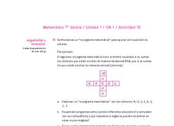 Matemática 7° básico -Unidad 1-OA 1-Actividad 10