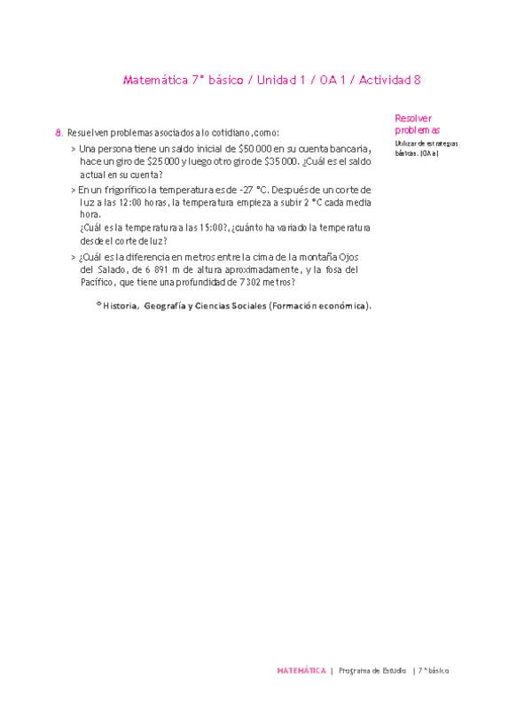 Matemática 7° básico -Unidad 1-OA 1-Actividad 8