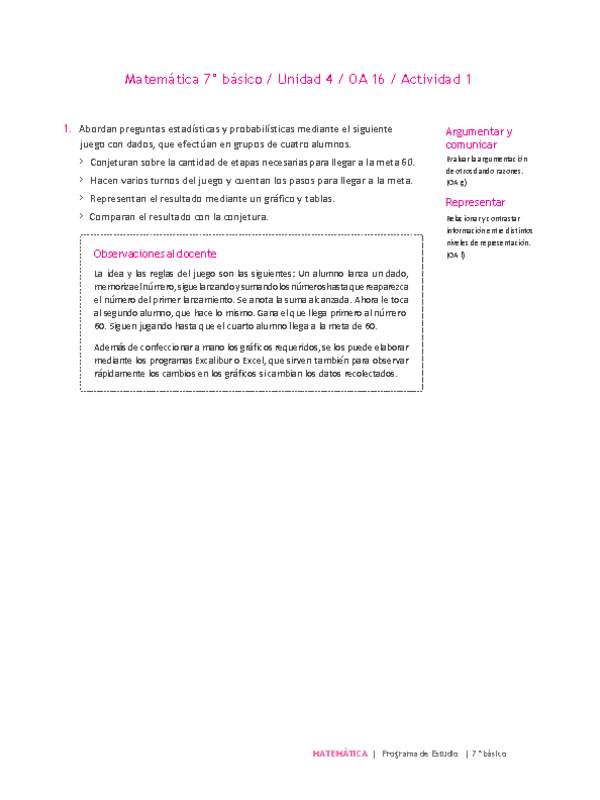 Matemática 7° básico -Unidad 4-OA 16-Actividad 1