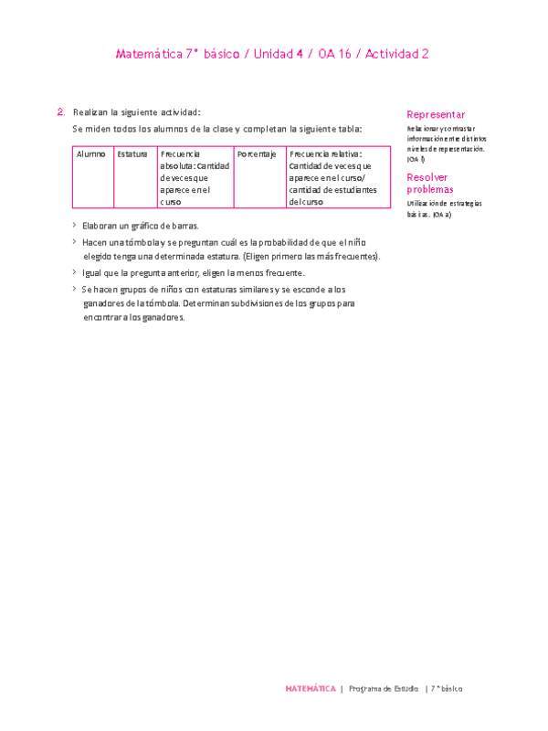 Matemática 7° básico -Unidad 4-OA 16-Actividad 2