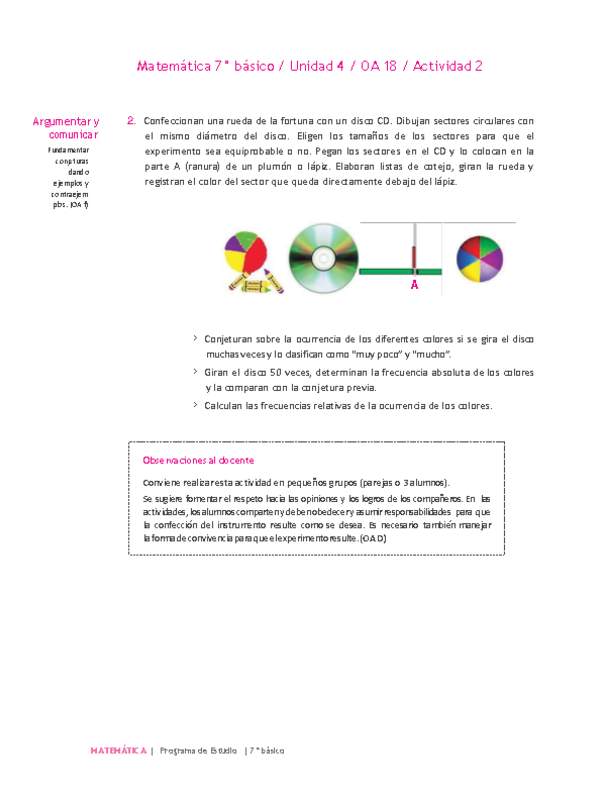 Matemática 7° básico -Unidad 4-OA 18-Actividad 2