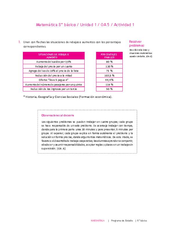 Matemática 8° básico -Unidad 1-OA 5-Actividad 1