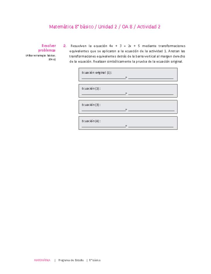 Matemática 8° básico -Unidad 2-OA 8-Actividad 2