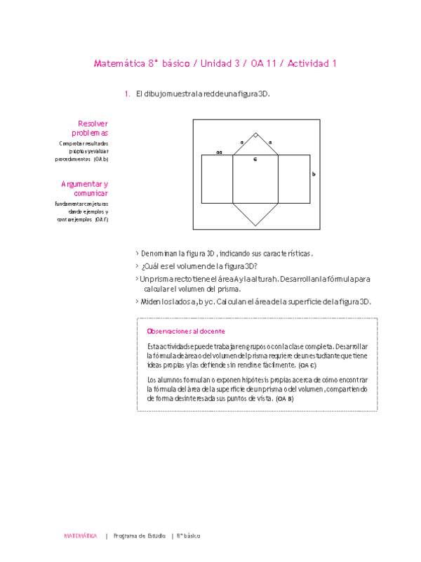 Matemática 8° básico -Unidad 3-OA 11-Actividad 1