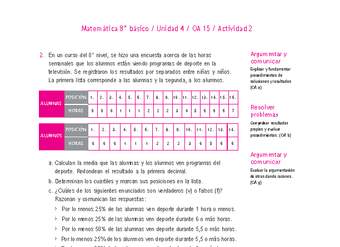 Matemática 8° básico -Unidad 4-OA 15-Actividad 2