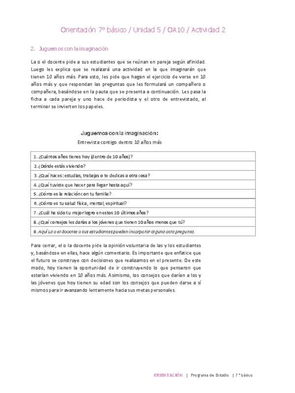 Orientación 7° básico-Unidad 5-OA10-Actividad 2