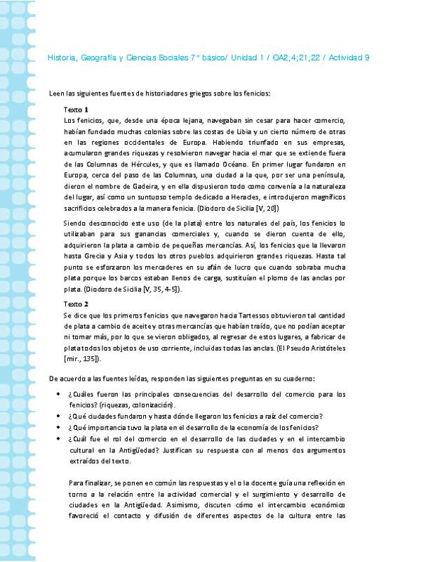 Historia 7° básico-Unidad 1-OA2;4;21;22-Actividad 9