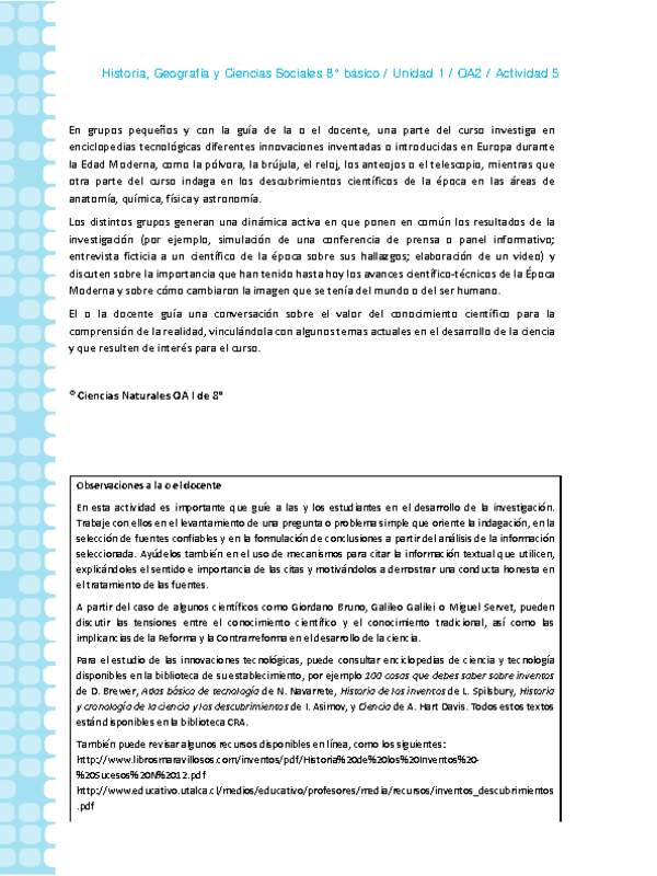 Historia 8° básico-Unidad 1-OA2-Actividad 5