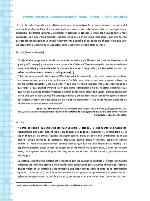 Historia 8° básico-Unidad 1-OA6-Actividad 3