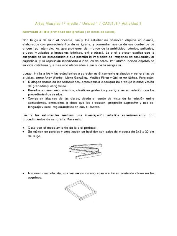 Artes Visuales 1 medio-Unidad 1-OA2;5;6-Actividad 3