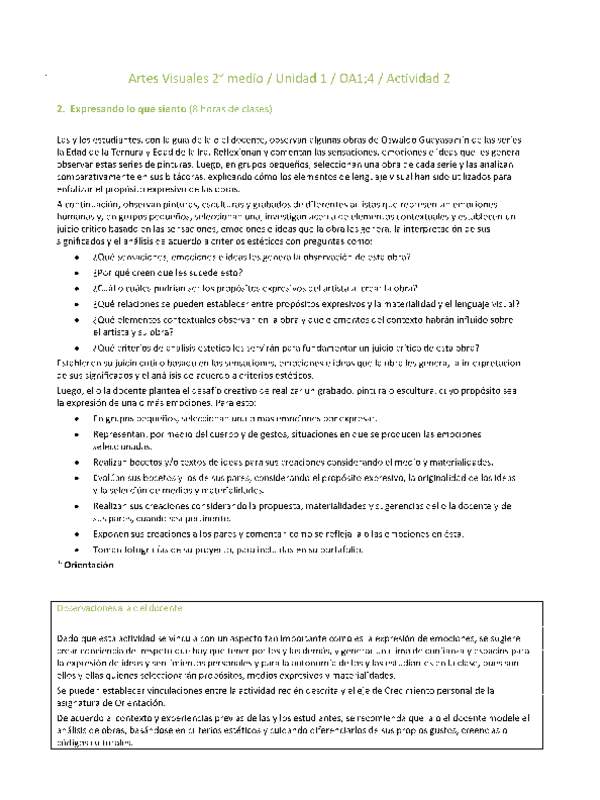 Artes Visuales 2 medio-Unidad 1-OA1;4-Actividad 2