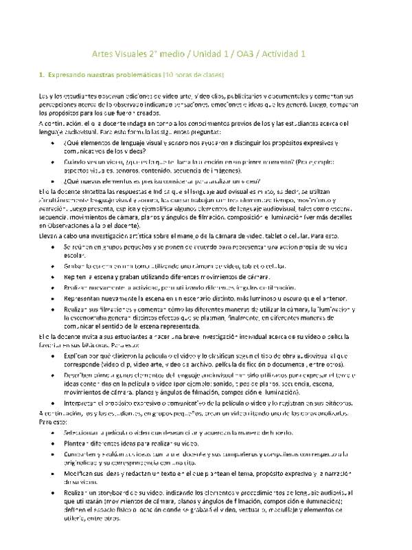 Artes Visuales 2 medio-Unidad 1-OA3-Actividad 1