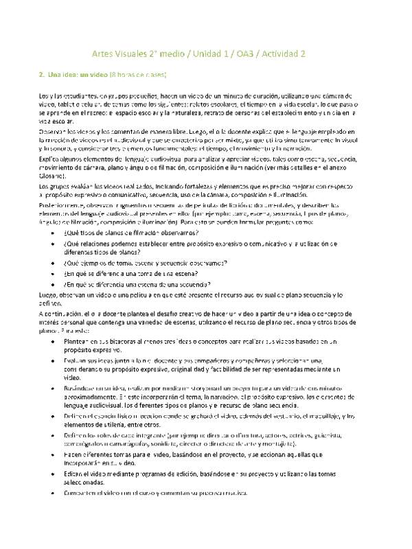 Artes Visuales 2 medio-Unidad 1-OA3-Actividad 2