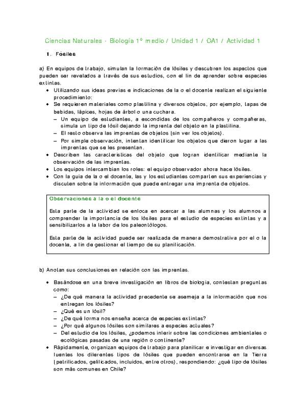 Ciencias Naturales 1 medio-Unidad 1-OA1-Actividad 1