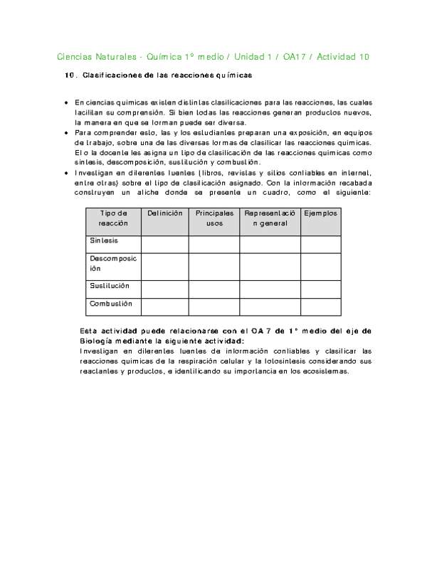 Ciencias Naturales 1 medio-Unidad 1-OA17-Actividad 10