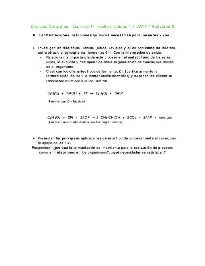 Ciencias Naturales 1 medio-Unidad 1-OA17-Actividad 8