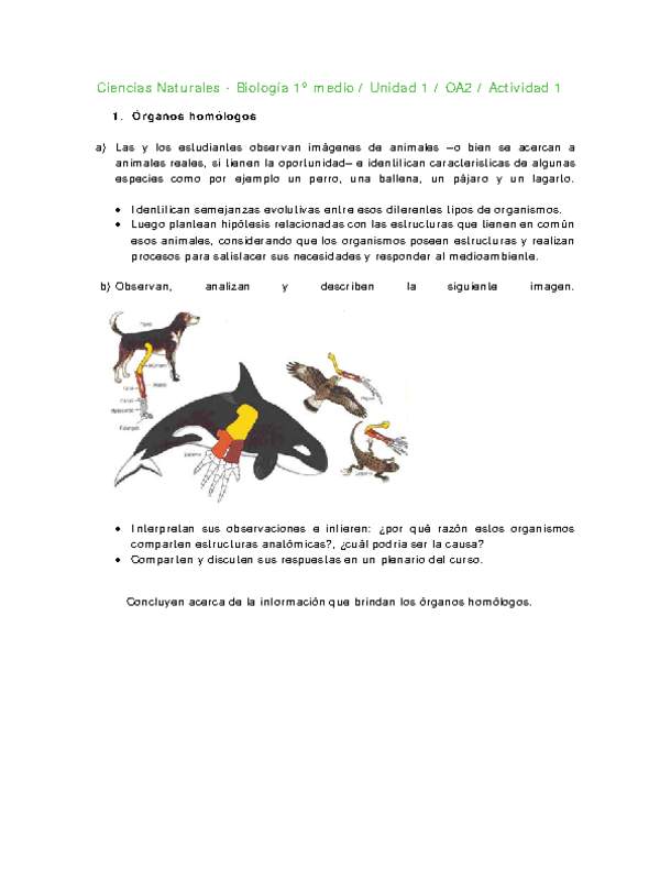 Ciencias Naturales 1 medio-Unidad 1-OA2-Actividad 1