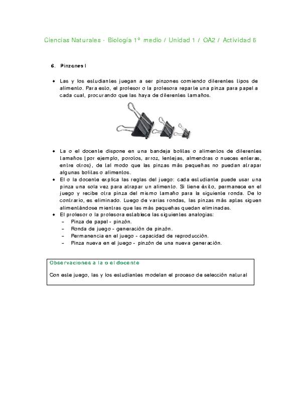 Ciencias Naturales 1 medio-Unidad 1-OA2-Actividad 6